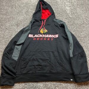 Fanatics‎ Hoodie Mens L G Chicago Blackhawks Hockey Black Red NHL Athletic